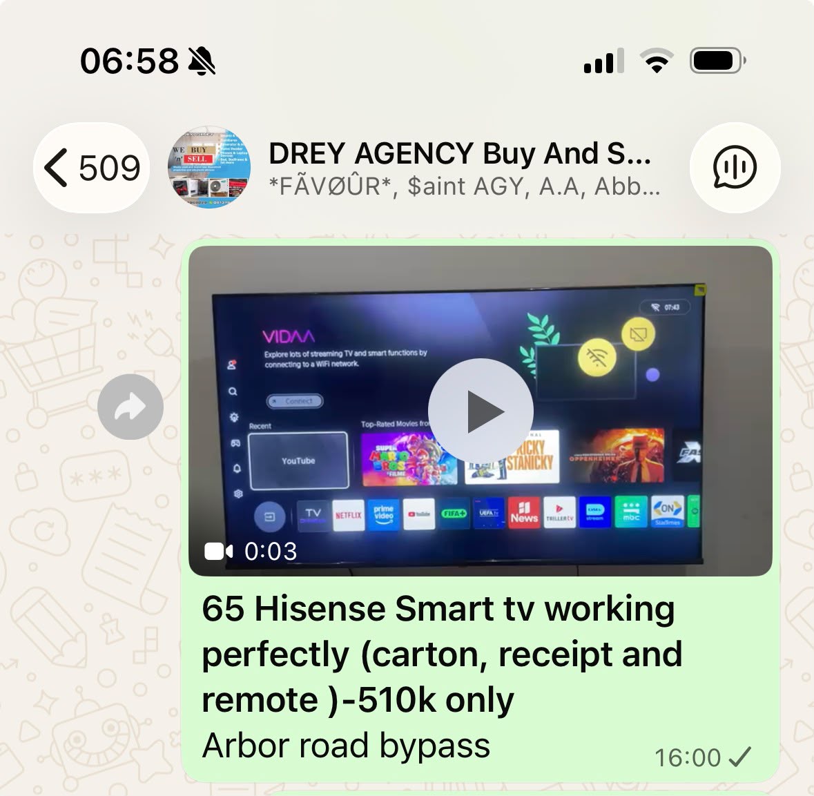 65-inch Hisense smart television